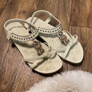 Alicegana Womens 11 Sandals Shoes Comfort Walking Non Slip Jeweled Bohemian Flat